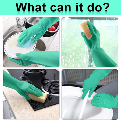 Reusable Kitchen Cleaning Gloves with Latex Free, Non-Slip Design Heavy Duty Gloves for Dishwashing 2 Pairs