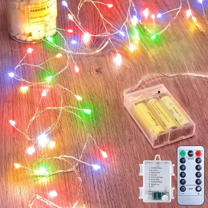 Outdoor Fairy Firecracker Lights Battery Operated, 5 Feet 60 Leds Twinkle String Lights with Remote, 2 Pack Starry Lights for DIY Wreath Wedding Party Bedroom Mason Jar Holiday Christmas, Pure White