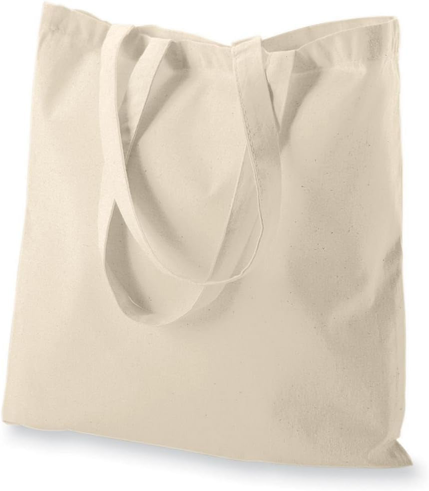 15 X 16 Inch with Long Handle ASSORTED COLORS 5.5 Oz 100% Cotton Canvas Tote Bags Ecofriendly Super Strong Great Choice for Schools Promotion MADE in INDIA (5 Pack)]