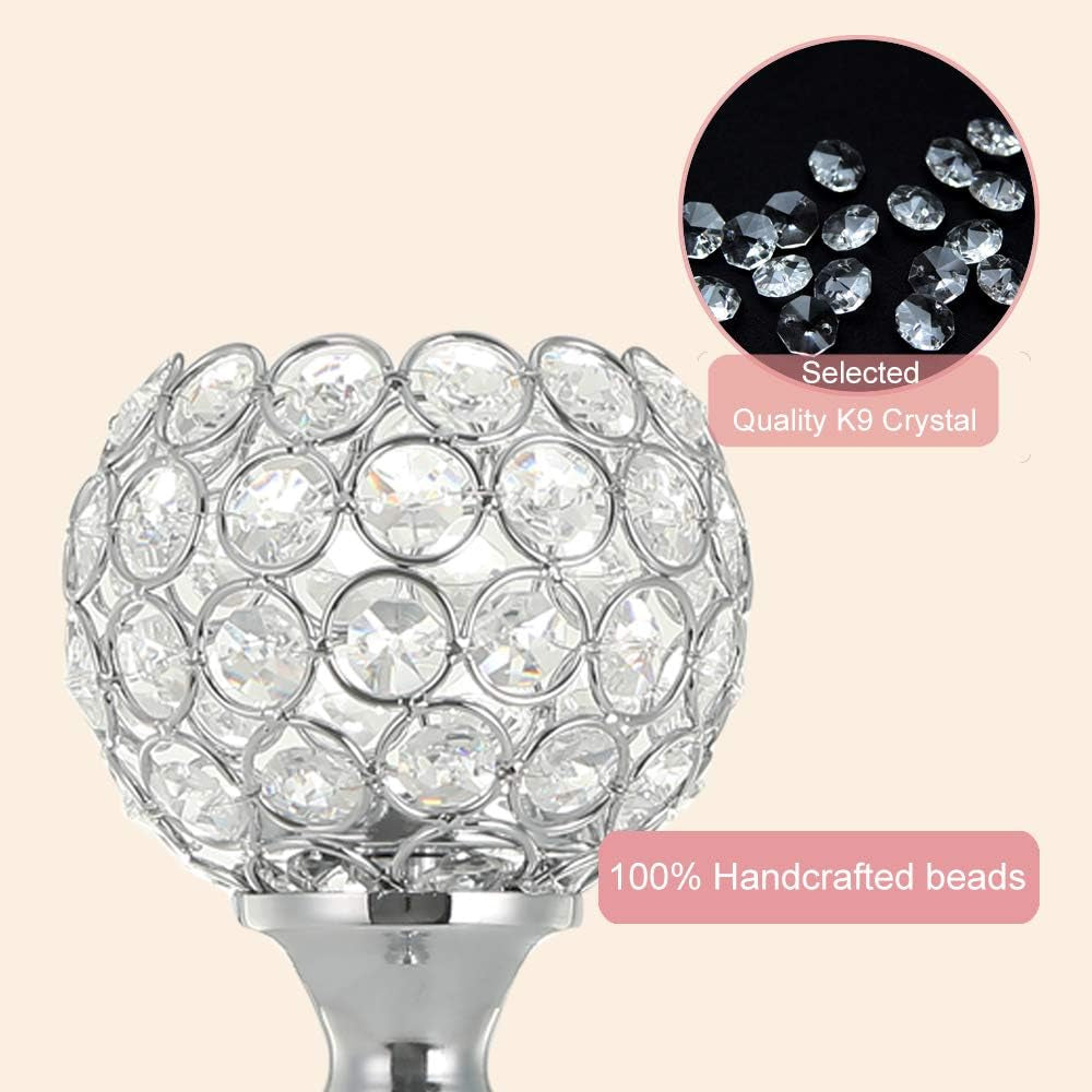 8Packs Candle Holders Bulk Silver Centerpiece Table Decorations,Metal Crystal Candlestick Holders for Wedding Table Party Church Modern Decorative
