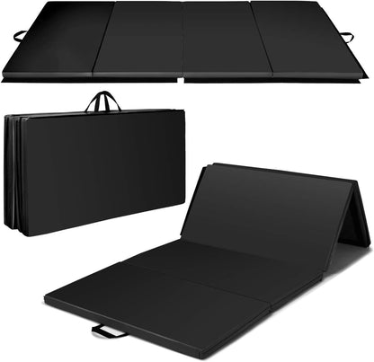4'X8' Gymnastics Mat, 2" Thick Folding Tumbling Mat with Carrying Handles, Foldable Gym Mat with Hook and Loop Fastener, Cheer Mats for Kids Adults Home Exercise Aerobics Fitness