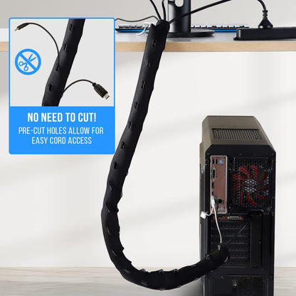 Large Cable Management Box, Cord Organizer to Hide Power Strip, Extension Cord, Surge Protector | Cord Hider Safe Box for Desk Organizers, Gaming PC, Computer, TV | White, Black Edition by ®