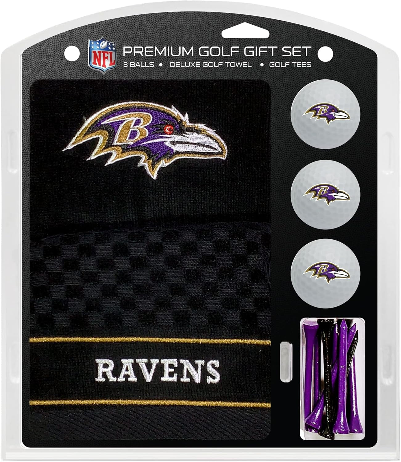 Premium NFL Gift Set: Embroidered Deluxe Towel, 3 Balls, 14 Tees (2-3/4" Reg.)