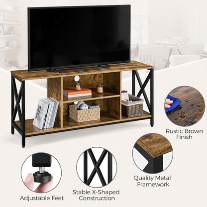 TV Stand for Tvs up to 65 Inches, Console Table with Shelves, Farmhouse Media Entertainment Center for Living Room, Rustic Brown
