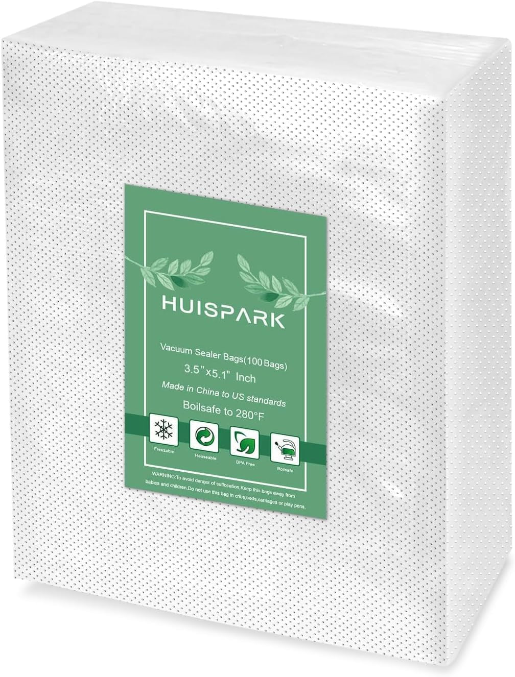 Vacuum Sealer Bags Heavy Duty Pre-Cut Design Commercial Grade Food Sealable 6X8 Inch 100Pcs for Heat Seal Food Storage, Smell Proof Bags Boilsafe to 280°F Freezable
