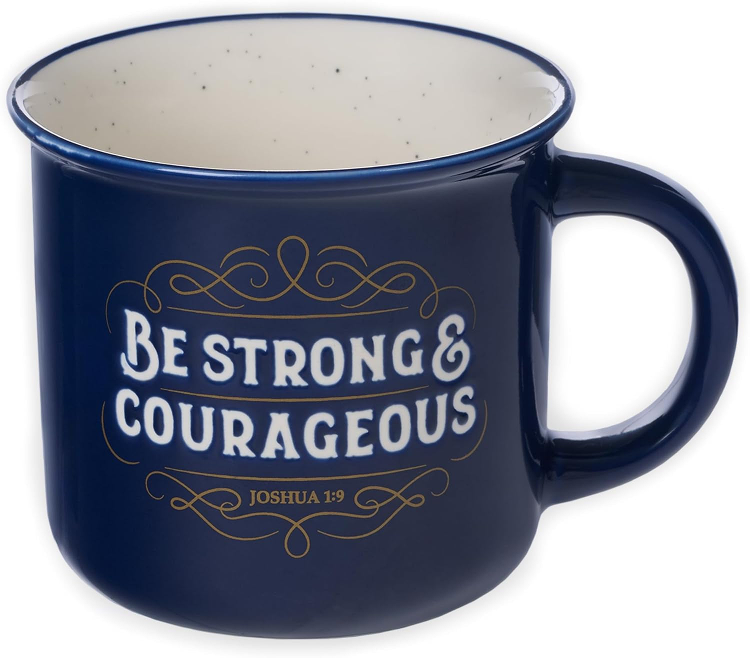 Blue Camp Style Ceramic Coffee Mug – 13 Oz. Microwave and Dishwasher Safe Inspirational Scripture Coffee & Tea Mug with Bible Verse: I Can Do All Things through Christ – Phil. 4:13