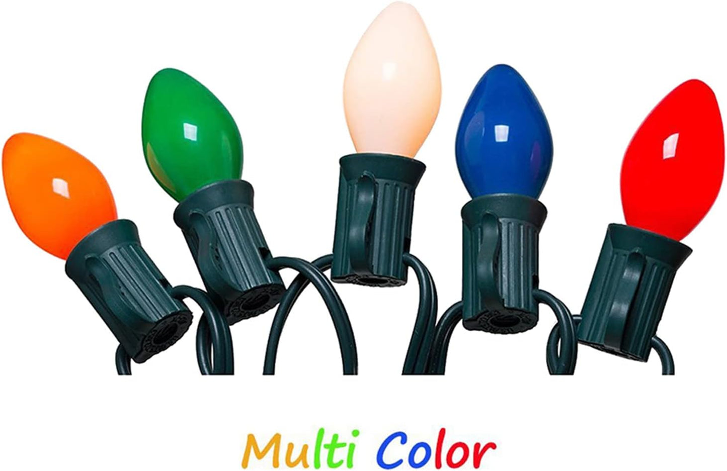 25 Pack C7 Multicolor Christmas Replacement Bulbs, Vintage Multicolor Ceramic Light Bulbs for C7 Christmas String Lights, E12/C7 Candelabra Base, 5 Watt
