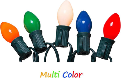 25 Pack C7 Multicolor Christmas Replacement Bulbs, Vintage Multicolor Ceramic Light Bulbs for C7 Christmas String Lights, E12/C7 Candelabra Base, 5 Watt