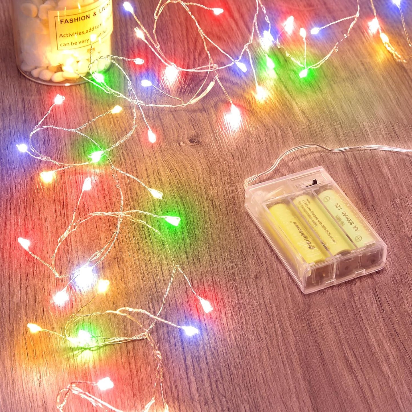 Outdoor Fairy Firecracker Lights Battery Operated, 5 Feet 60 Leds Twinkle String Lights with Remote, 2 Pack Starry Lights for DIY Wreath Wedding Party Bedroom Mason Jar Holiday Christmas, Pure White