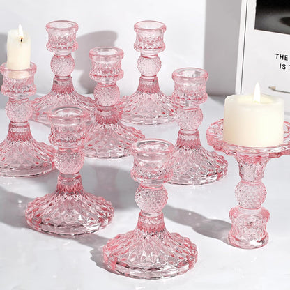 Candlestick Holders Set, 4" H Taper Candle Holders Bulk, 12Pcs Gold Glass Candle Holders for Wedding, Festival, Party & Windowsill Decor