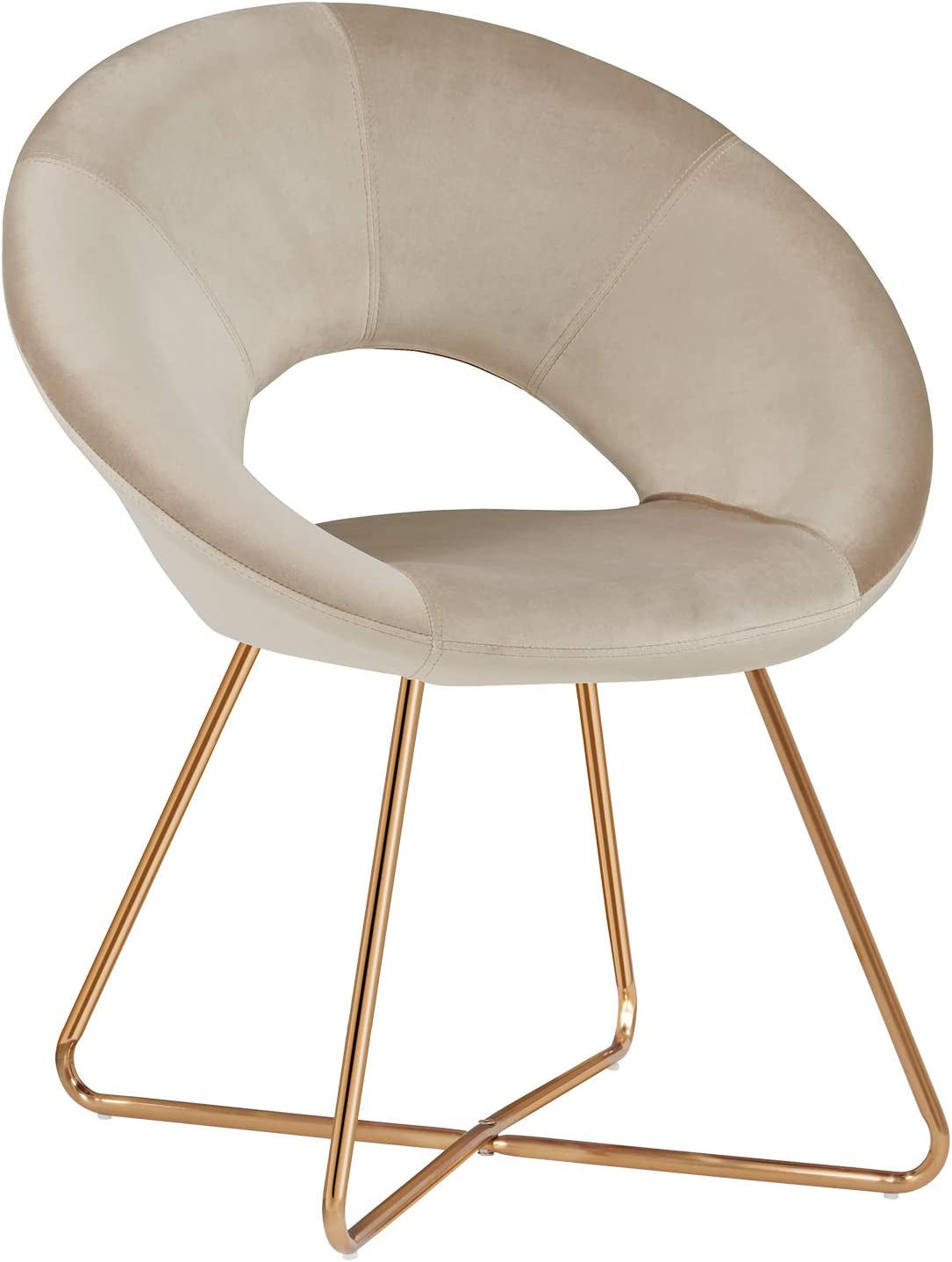 Modern Accent Velvet Chairs Dining Chairs Single Sofa Comfy Upholstered Arm Chair Living Room Furniture Mid-Century Leisure Lounge Chairs with Golden Metal Frame Legs 1 PCS Grey
