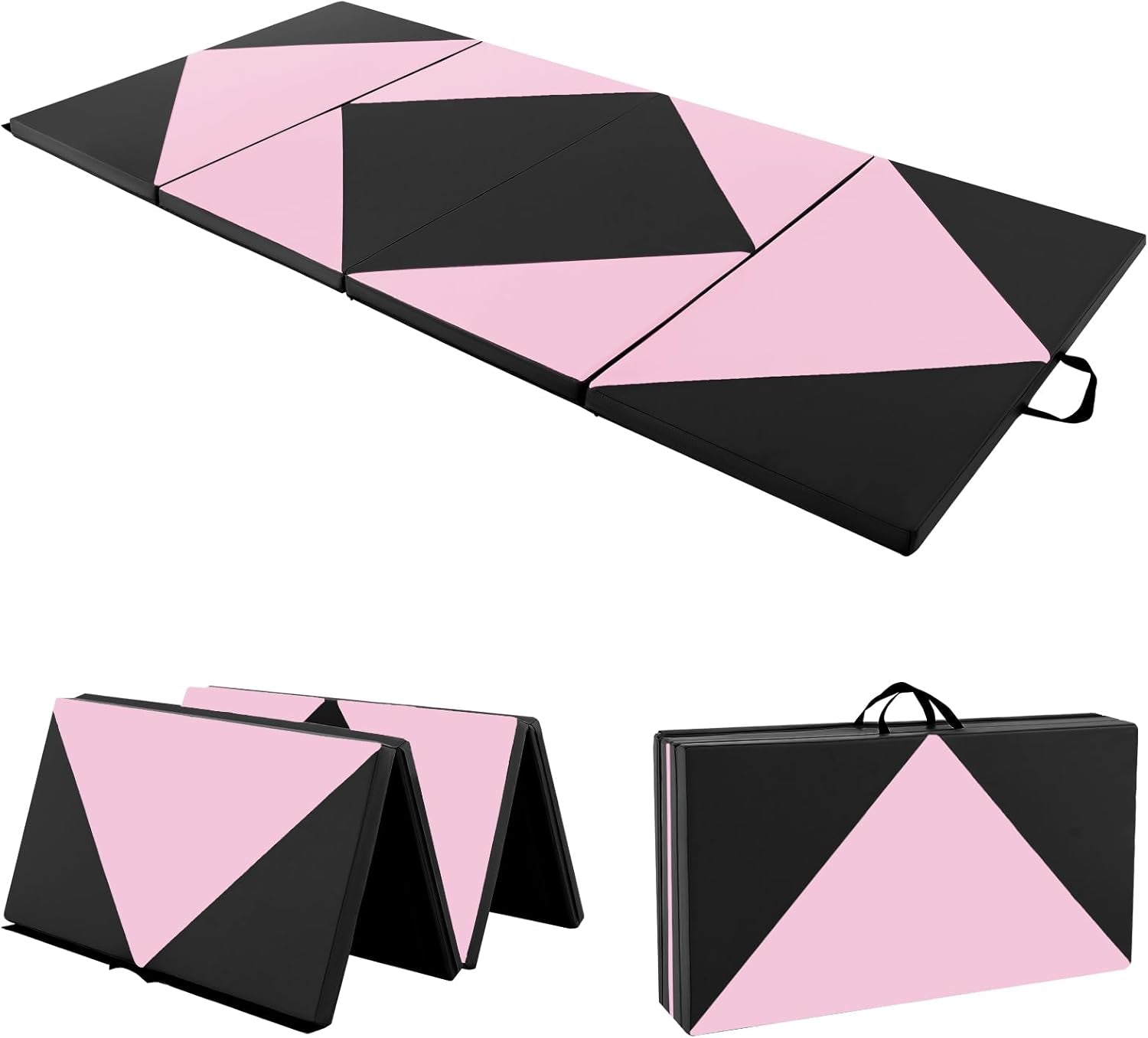 4'X8' Gymnastics Mat, 2" Thick Folding Tumbling Mat with Carrying Handles, Foldable Gym Mat with Hook and Loop Fastener, Cheer Mats for Kids Adults Home Exercise Aerobics Fitness