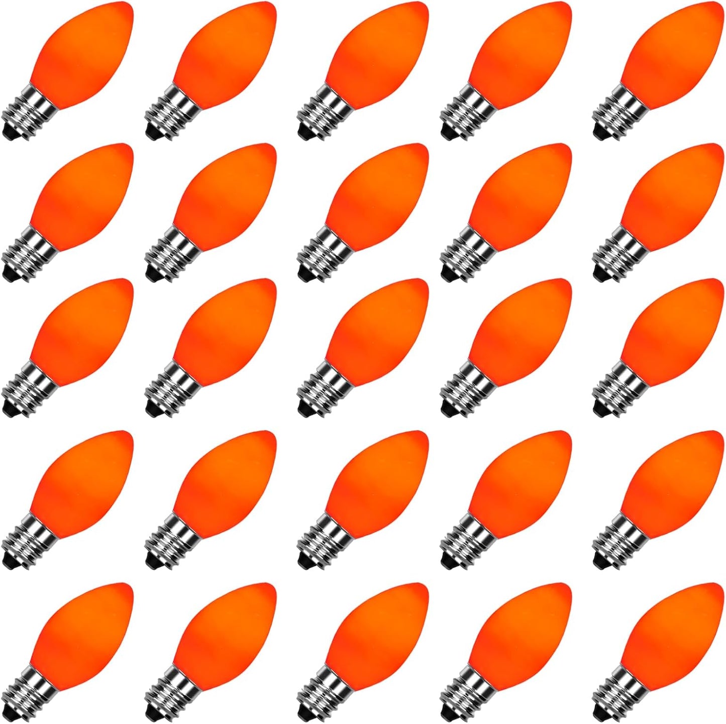 25 Pack C7 Multicolor Christmas Replacement Bulbs, Vintage Multicolor Ceramic Light Bulbs for C7 Christmas String Lights, E12/C7 Candelabra Base, 5 Watt