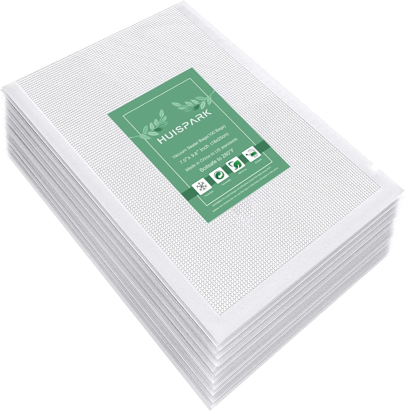 Vacuum Sealer Bags Heavy Duty Pre-Cut Design Commercial Grade Food Sealable 6X8 Inch 100Pcs for Heat Seal Food Storage, Smell Proof Bags Boilsafe to 280°F Freezable