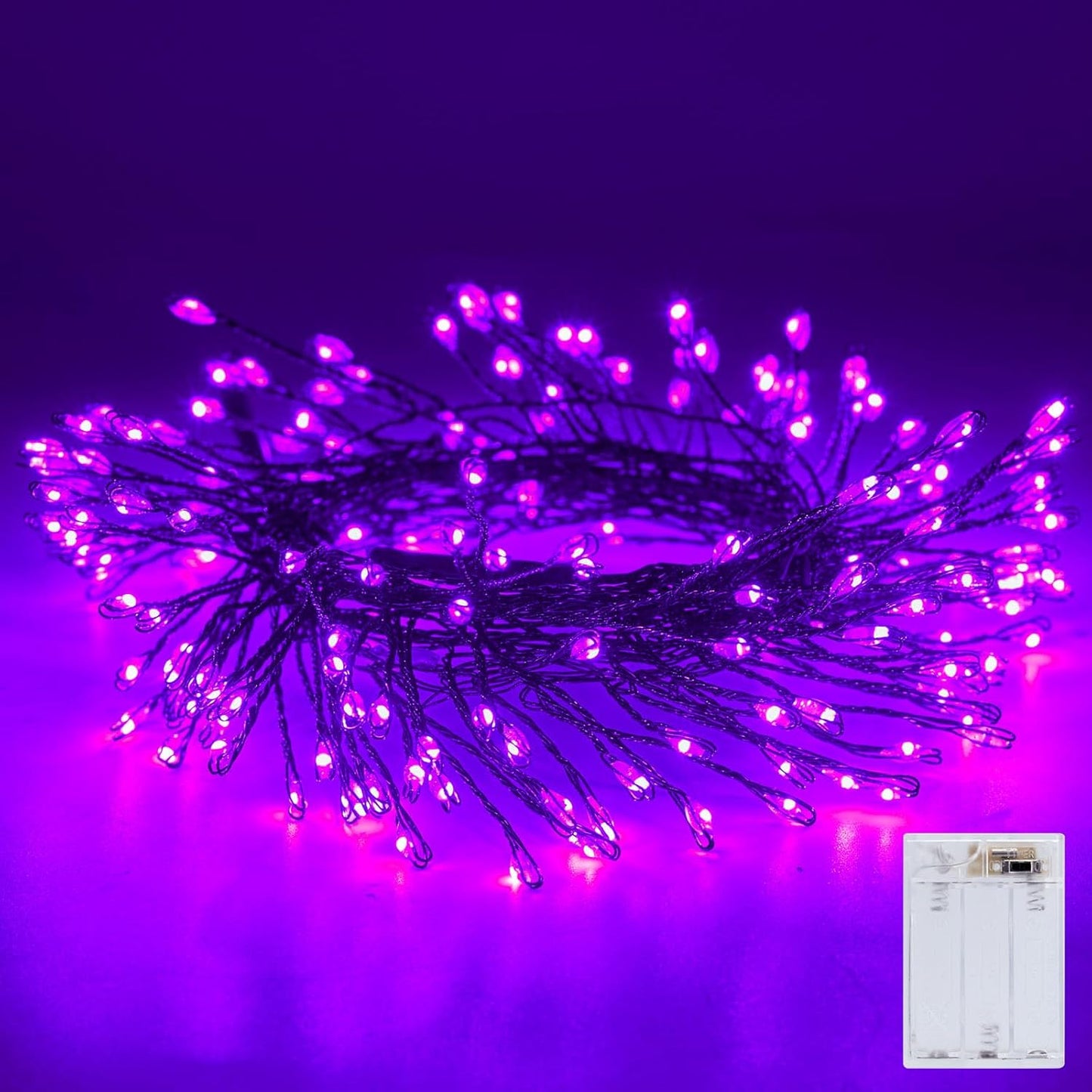 Outdoor Fairy Firecracker Lights Battery Operated, 5 Feet 60 Leds Twinkle String Lights with Remote, 2 Pack Starry Lights for DIY Wreath Wedding Party Bedroom Mason Jar Holiday Christmas, Pure White