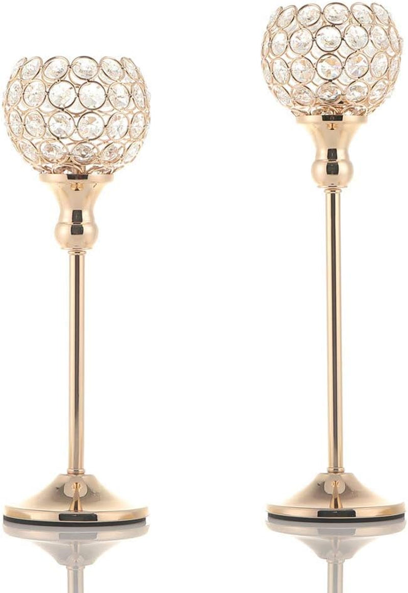 8Packs Candle Holders Bulk Silver Centerpiece Table Decorations,Metal Crystal Candlestick Holders for Wedding Table Party Church Modern Decorative
