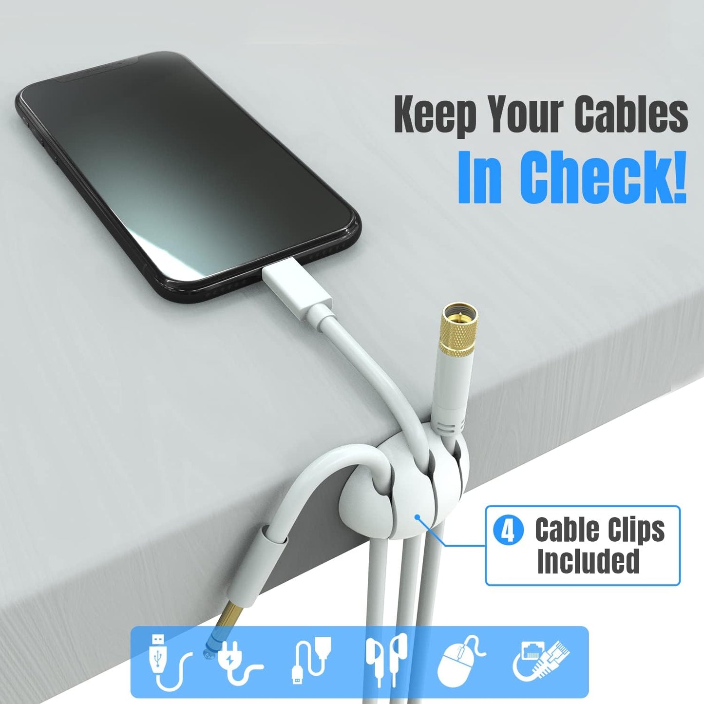 Large Cable Management Box, Cord Organizer to Hide Power Strip, Extension Cord, Surge Protector | Cord Hider Safe Box for Desk Organizers, Gaming PC, Computer, TV | White, Black Edition by ®