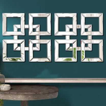 Decor Mirror Size 12X12 Inches Square Mirrored Silver Wall Decorative Mirror with Beveled Edge Modern Fashionable Wall-Mounted Mirrors