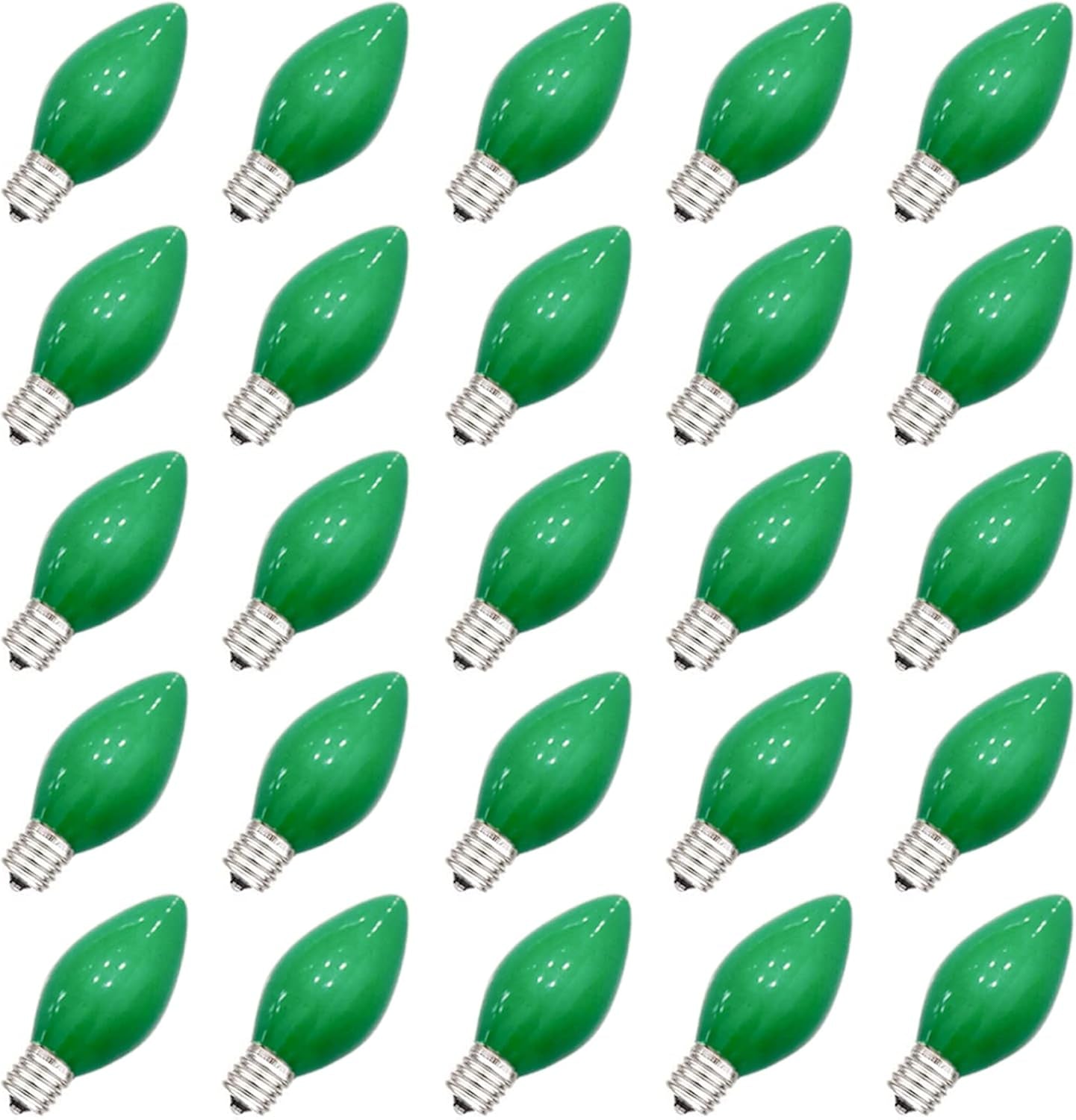 25 Pack C7 Multicolor Christmas Replacement Bulbs, Vintage Multicolor Ceramic Light Bulbs for C7 Christmas String Lights, E12/C7 Candelabra Base, 5 Watt