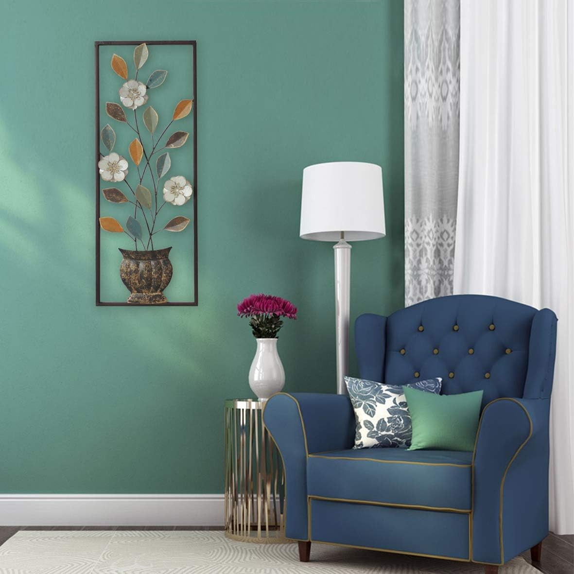 New Modern Chic Aluminum/Metal Wall Decor Frame 12"X30" (Hollow Flowers Mirrors)