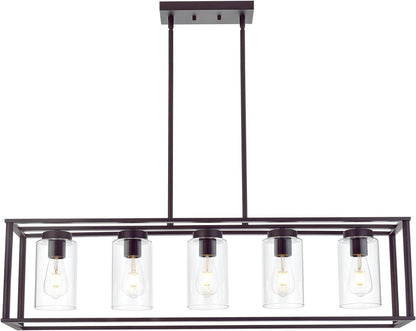 1 Light Farmhouse Pendant Lighting Black Cage Chandelier Glass Shade Contemporary Modern Kitchen Island Lights Fixtures Ceiling Hanging Dining Room Living Room