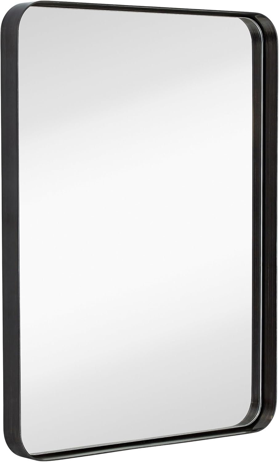 22X30 Inch Metal Bronze Frame Mirror for Bathroom | Brushed Rectangular Rounded Corner Vanity | 2" Deep Set Design Large Wall Mirrors Decorative | Hangs Horizontal and Vertical