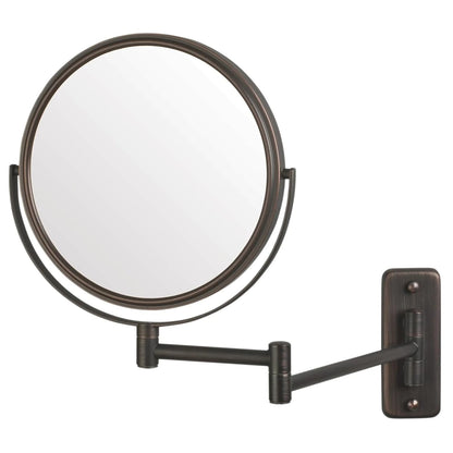 Two-Sided Wall-Mounted Makeup Mirror - Makeup Mirror with 5X Magnification & Wall-Mount Arm - 8-Inch Diameter Mirror with Chrome Finish Wall Mount - Model JP7506CF