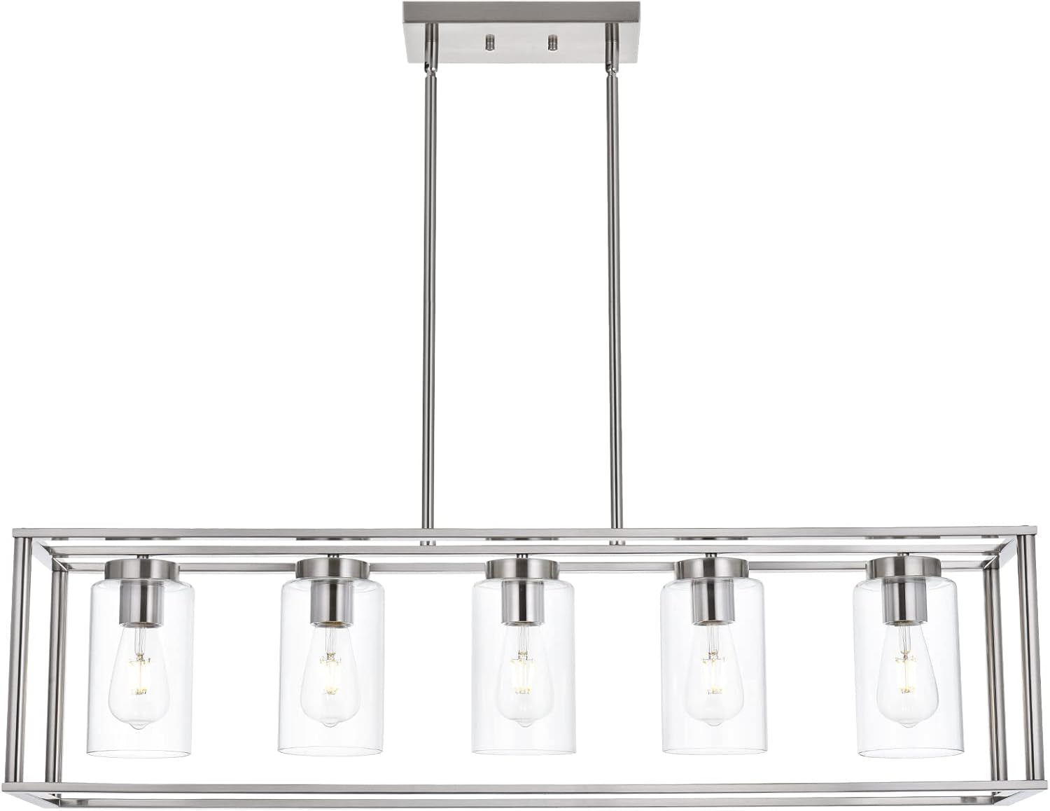 1 Light Farmhouse Pendant Lighting Black Cage Chandelier Glass Shade Contemporary Modern Kitchen Island Lights Fixtures Ceiling Hanging Dining Room Living Room