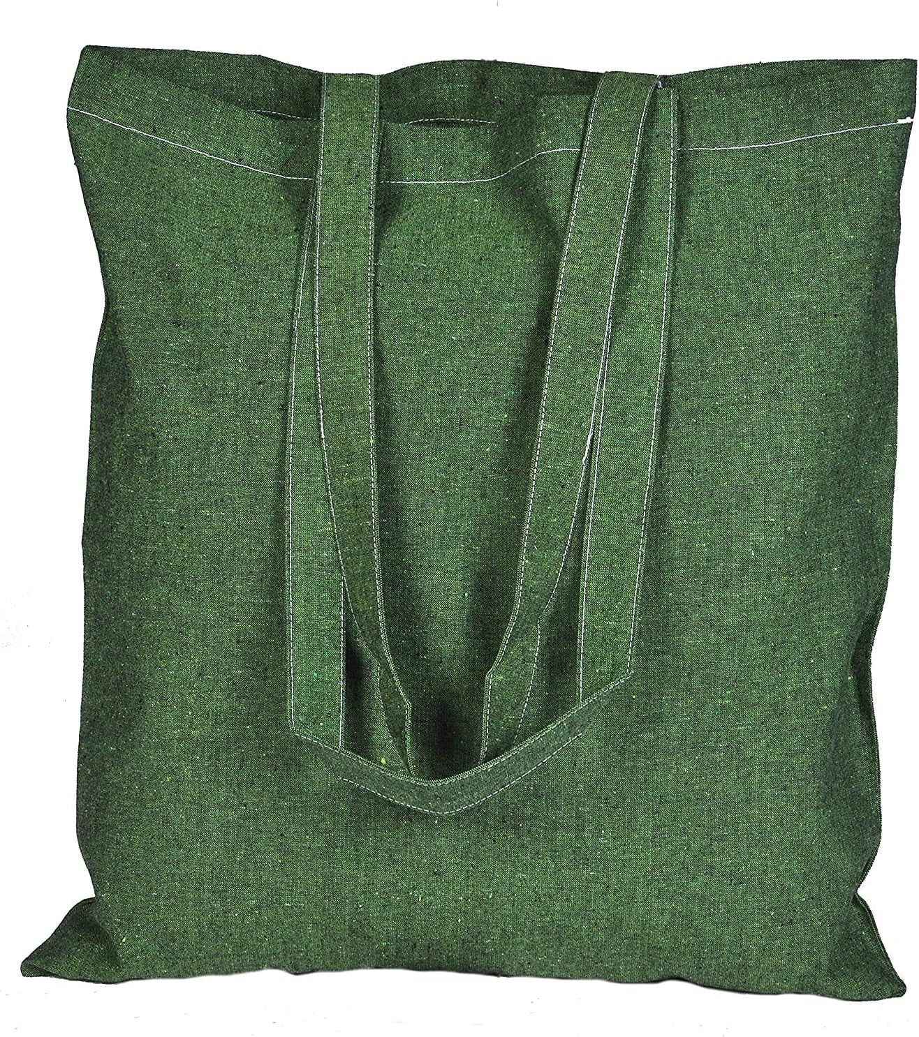 15 X 16 Inch with Long Handle ASSORTED COLORS 5.5 Oz 100% Cotton Canvas Tote Bags Ecofriendly Super Strong Great Choice for Schools Promotion MADE in INDIA (5 Pack)]