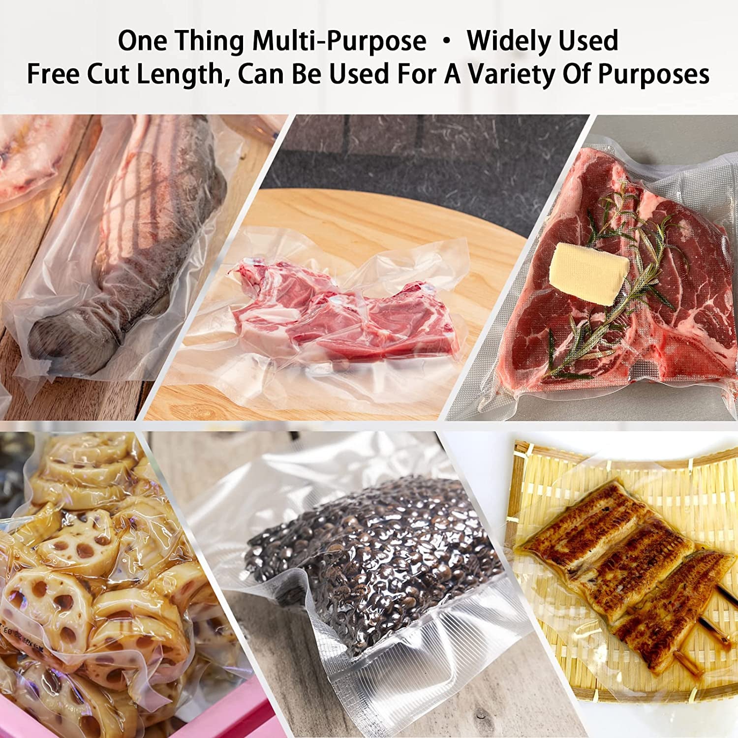 Vacuum Sealer Bags Heavy Duty Pre-Cut Design Commercial Grade Food Sealable 6X8 Inch 100Pcs for Heat Seal Food Storage, Smell Proof Bags Boilsafe to 280°F Freezable
