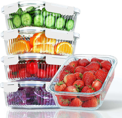 30 Oz 5 Pack Glass Meal Prep Containers, Glass Storage Containers with Lids - Dishwahser, Microwave, Oven and Freezer Safe