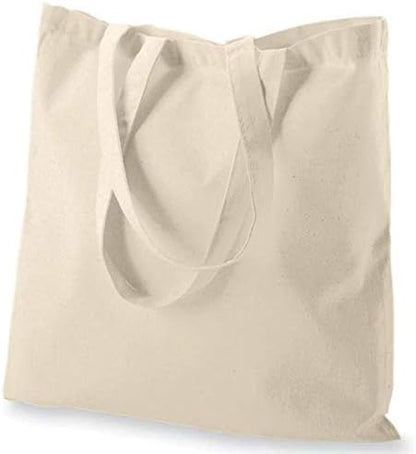 15 X 16 Inch with Long Handle ASSORTED COLORS 5.5 Oz 100% Cotton Canvas Tote Bags Ecofriendly Super Strong Great Choice for Schools Promotion MADE in INDIA (5 Pack)]