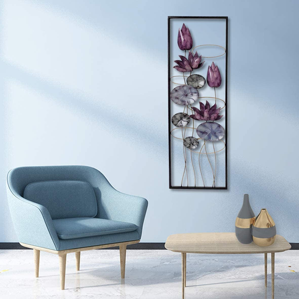 New Modern Chic Aluminum/Metal Wall Decor Frame 12"X30" (Hollow Flowers Mirrors)