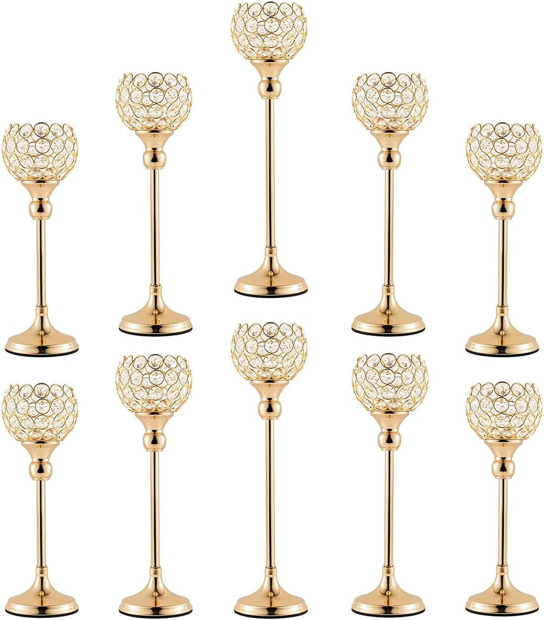 8Packs Candle Holders Bulk Silver Centerpiece Table Decorations,Metal Crystal Candlestick Holders for Wedding Table Party Church Modern Decorative