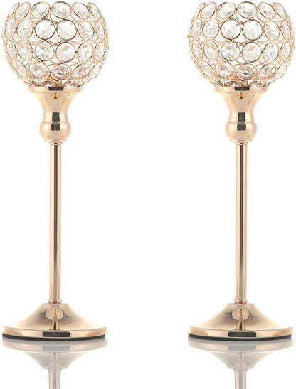 8Packs Candle Holders Bulk Silver Centerpiece Table Decorations,Metal Crystal Candlestick Holders for Wedding Table Party Church Modern Decorative