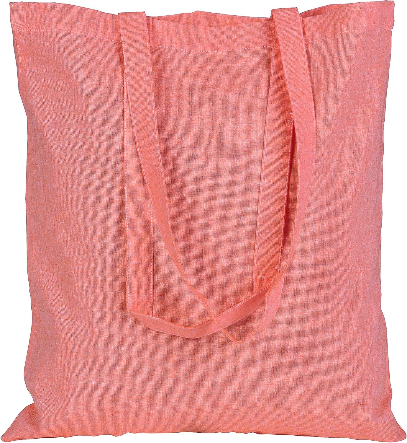 15 X 16 Inch with Long Handle ASSORTED COLORS 5.5 Oz 100% Cotton Canvas Tote Bags Ecofriendly Super Strong Great Choice for Schools Promotion MADE in INDIA (5 Pack)]