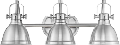 3-Light Bathroom Vanity Light Fixture, Black Finish with Metal Shade, 4054H-A