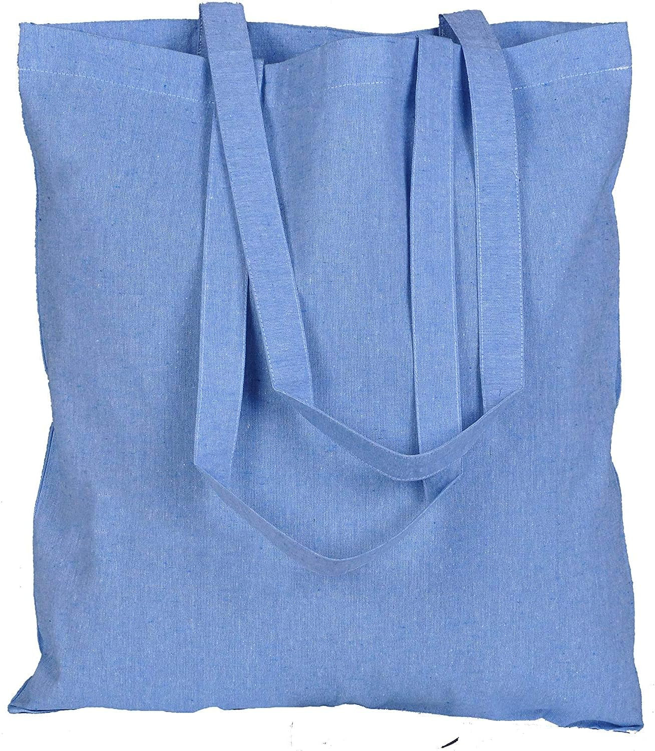 15 X 16 Inch with Long Handle ASSORTED COLORS 5.5 Oz 100% Cotton Canvas Tote Bags Ecofriendly Super Strong Great Choice for Schools Promotion MADE in INDIA (5 Pack)]