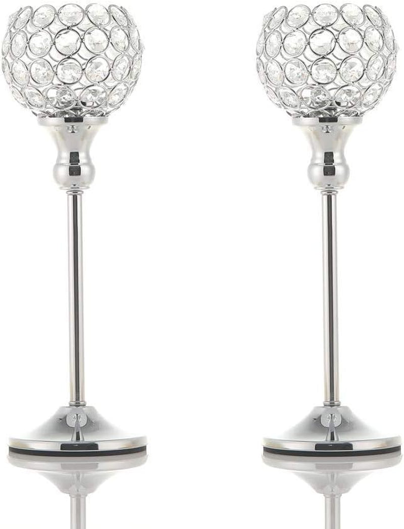 8Packs Candle Holders Bulk Silver Centerpiece Table Decorations,Metal Crystal Candlestick Holders for Wedding Table Party Church Modern Decorative