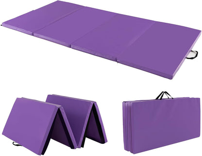 4'X8' Gymnastics Mat, 2" Thick Folding Tumbling Mat with Carrying Handles, Foldable Gym Mat with Hook and Loop Fastener, Cheer Mats for Kids Adults Home Exercise Aerobics Fitness