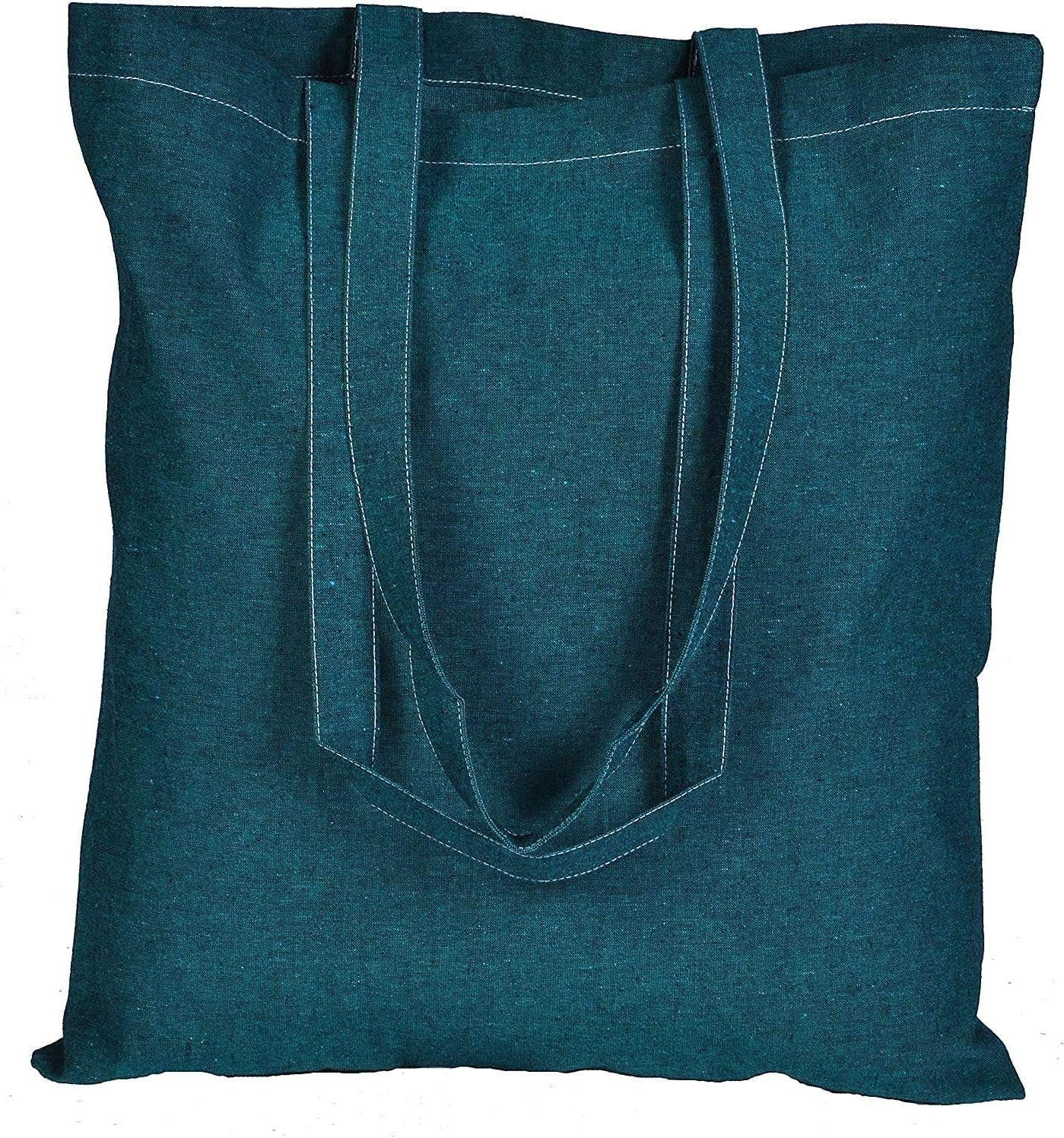 15 X 16 Inch with Long Handle ASSORTED COLORS 5.5 Oz 100% Cotton Canvas Tote Bags Ecofriendly Super Strong Great Choice for Schools Promotion MADE in INDIA (5 Pack)]