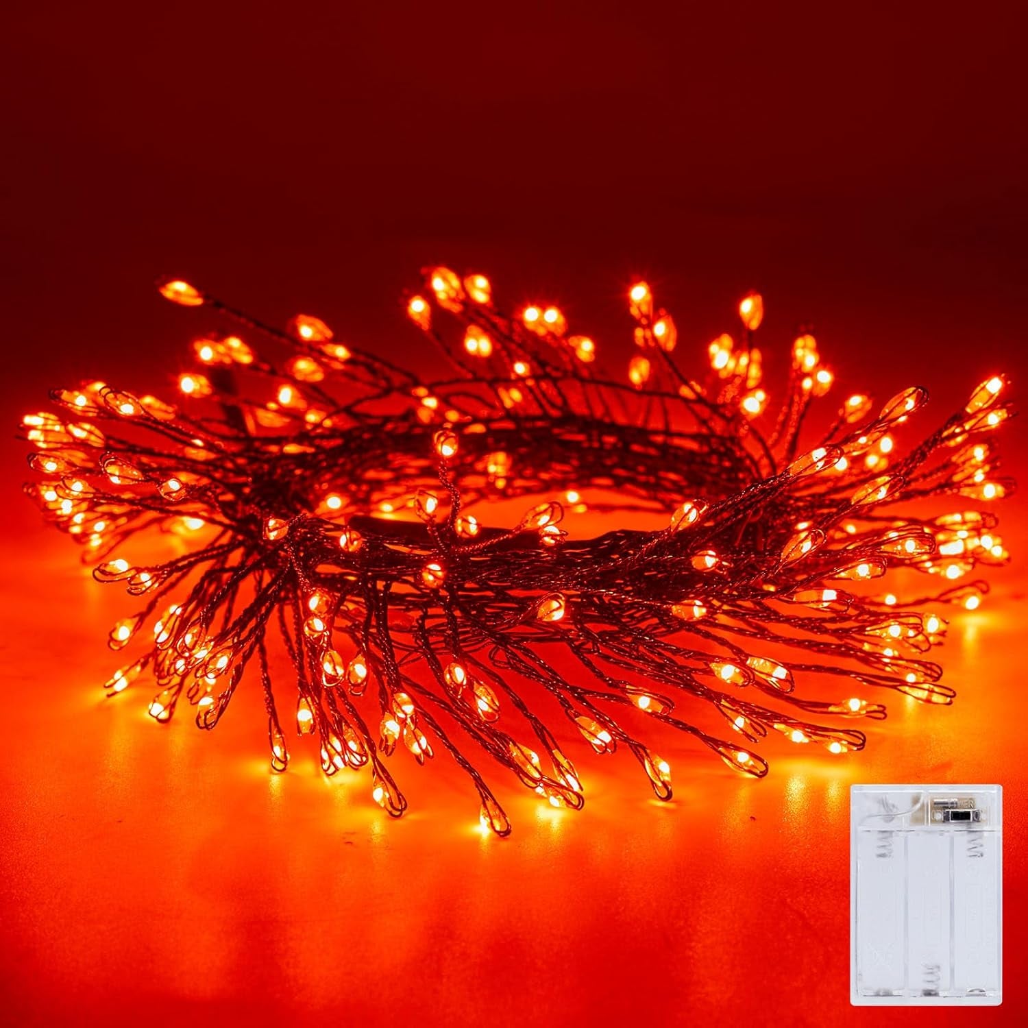 Outdoor Fairy Firecracker Lights Battery Operated, 5 Feet 60 Leds Twinkle String Lights with Remote, 2 Pack Starry Lights for DIY Wreath Wedding Party Bedroom Mason Jar Holiday Christmas, Pure White