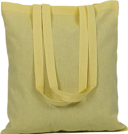 15 X 16 Inch with Long Handle ASSORTED COLORS 5.5 Oz 100% Cotton Canvas Tote Bags Ecofriendly Super Strong Great Choice for Schools Promotion MADE in INDIA (5 Pack)]