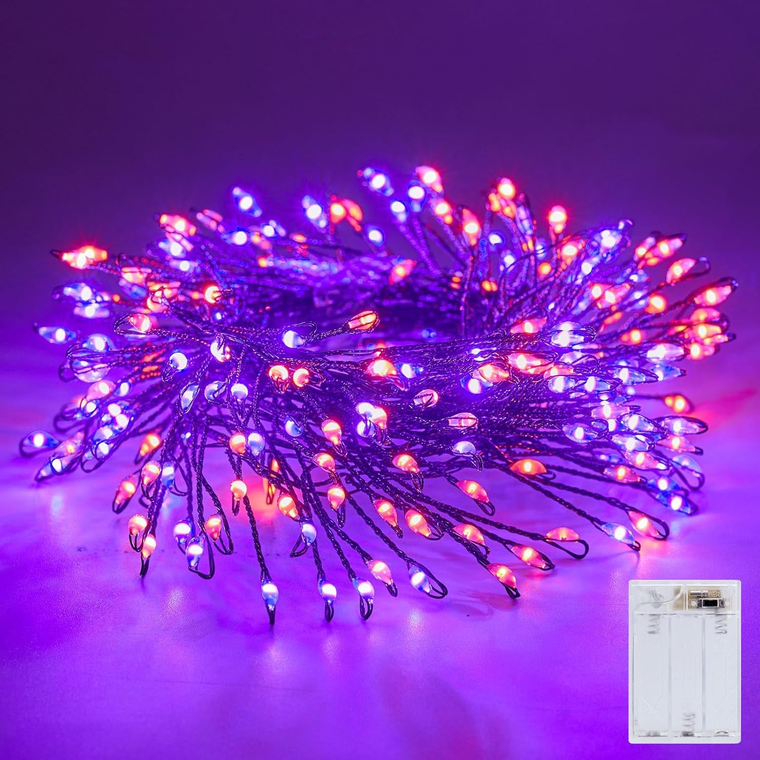 Outdoor Fairy Firecracker Lights Battery Operated, 5 Feet 60 Leds Twinkle String Lights with Remote, 2 Pack Starry Lights for DIY Wreath Wedding Party Bedroom Mason Jar Holiday Christmas, Pure White