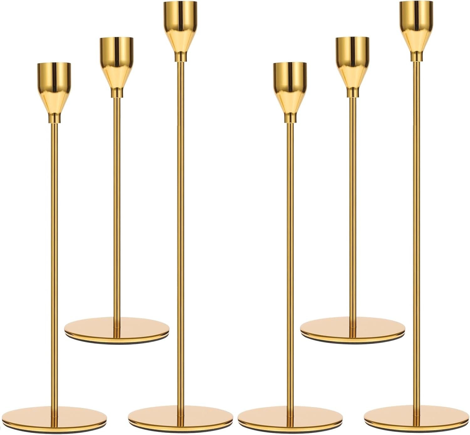 Set of 3 Black Candlestick Holders - Decorative Taper Candle Holders for Home Decor, Wedding, Dining, Party, Anniversary