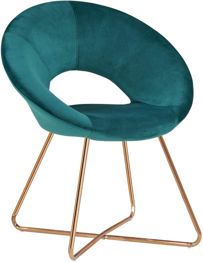 Modern Accent Velvet Chairs Dining Chairs Single Sofa Comfy Upholstered Arm Chair Living Room Furniture Mid-Century Leisure Lounge Chairs with Golden Metal Frame Legs 1 PCS Grey