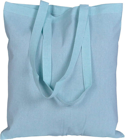 15 X 16 Inch with Long Handle ASSORTED COLORS 5.5 Oz 100% Cotton Canvas Tote Bags Ecofriendly Super Strong Great Choice for Schools Promotion MADE in INDIA (5 Pack)]