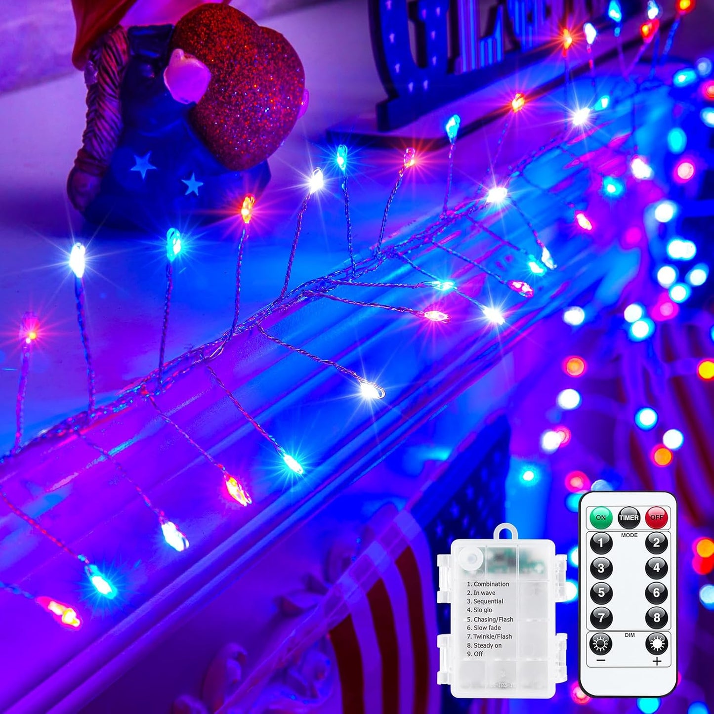 Outdoor Fairy Firecracker Lights Battery Operated, 5 Feet 60 Leds Twinkle String Lights with Remote, 2 Pack Starry Lights for DIY Wreath Wedding Party Bedroom Mason Jar Holiday Christmas, Pure White