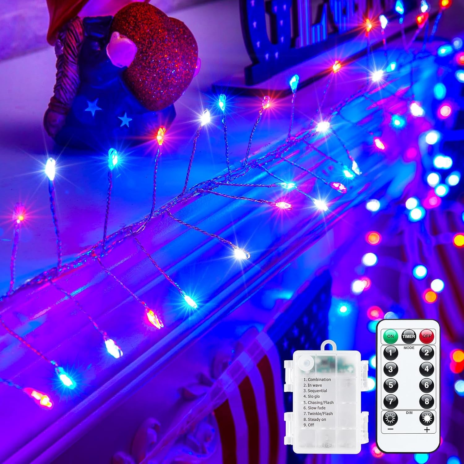 Outdoor Fairy Firecracker Lights Battery Operated, 5 Feet 60 Leds Twinkle String Lights with Remote, 2 Pack Starry Lights for DIY Wreath Wedding Party Bedroom Mason Jar Holiday Christmas, Pure White
