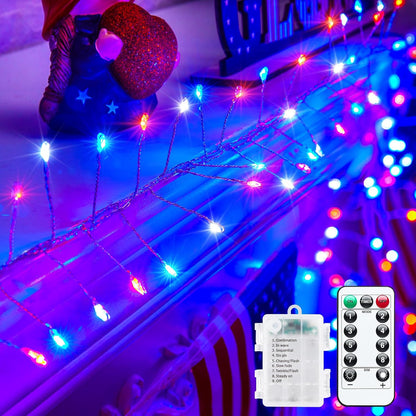 Outdoor Fairy Firecracker Lights Battery Operated, 5 Feet 60 Leds Twinkle String Lights with Remote, 2 Pack Starry Lights for DIY Wreath Wedding Party Bedroom Mason Jar Holiday Christmas, Pure White